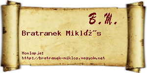 Bratranek Miklós névjegykártya